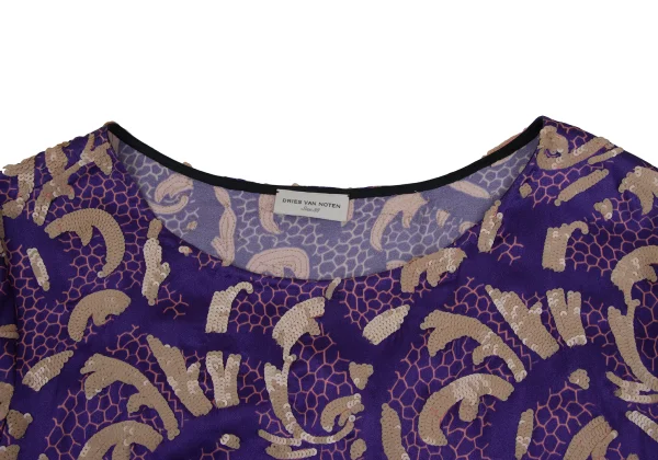 DRIES VAN NOTEN Sequin-embellished Print Short Sleeve Dress K-171472_005