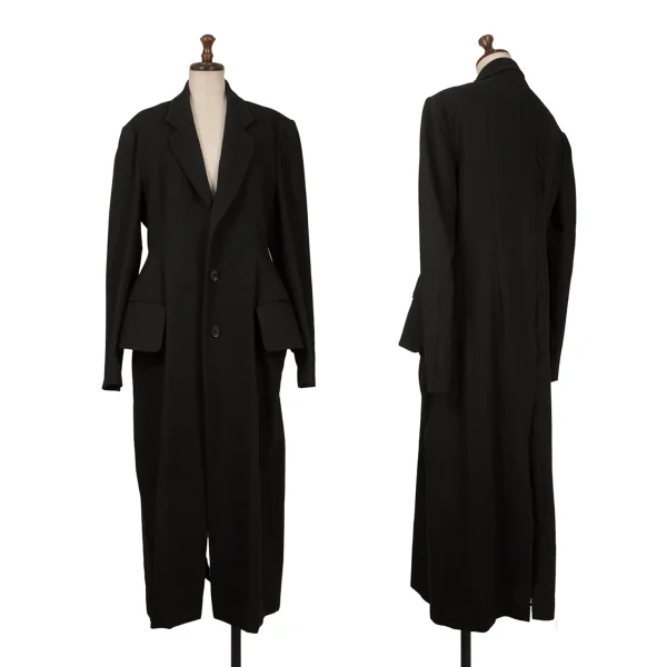 Yohji Yamamoto FEMME Wool Alpaca Cutting Slit Chester Coat Black 2 K-171473_001