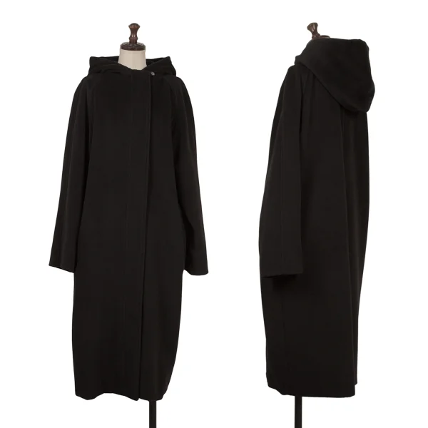 Max Mara Wool Hooded Zip Coat Black 40 K-171478_001