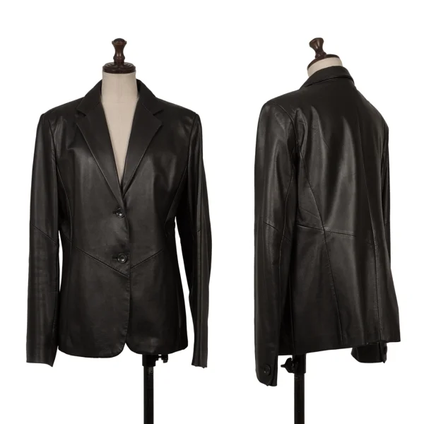 Max Mara Switching Leather Tailored Jacket Black 40 K-171479_001