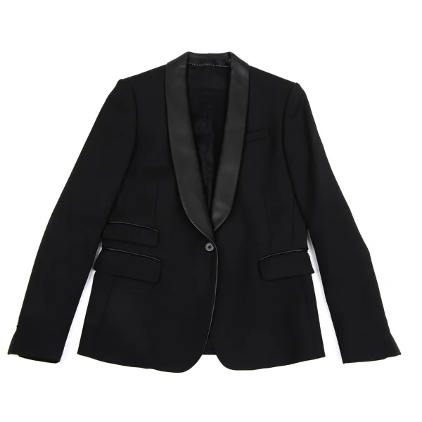 Neil Barrett Leather Shawl Collar Wool Jacket K-171481_002