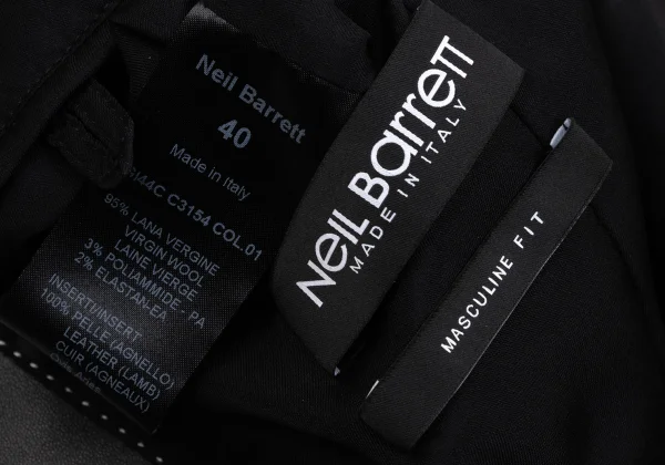 Neil Barrett Leather Shawl Collar Wool Jacket K-171481_017