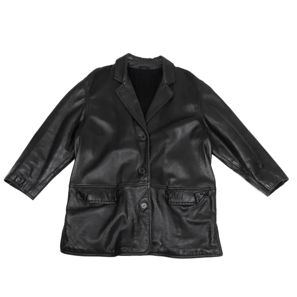 RUFFO Stitched Leather Tailored Jacket Black M-L K-171482_001