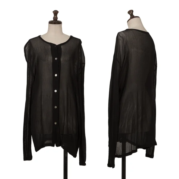 ISSEY MIYAKE PERMANENTE Sheer Collarless Cardigan Black S-M K-171484_001