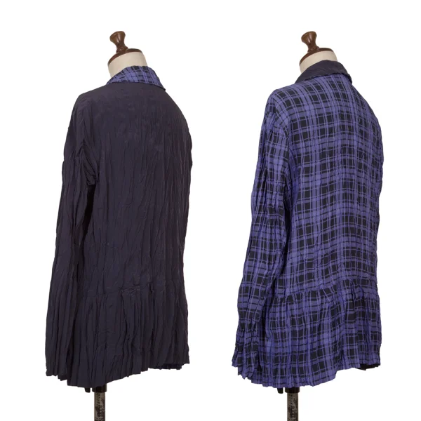 ISSEY MIYAKE Lining Checked Twist Pleats Reversible Jacket K-171487_002