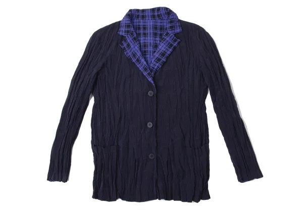 ISSEY MIYAKE Lining Checked Twist Pleats Reversible Jacket K-171487_003