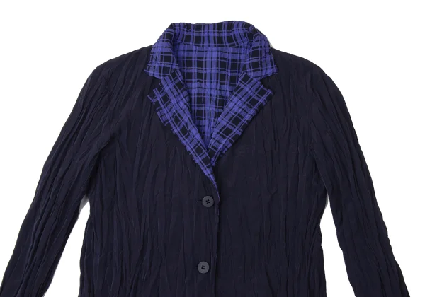 ISSEY MIYAKE Lining Checked Twist Pleats Reversible Jacket K-171487_004