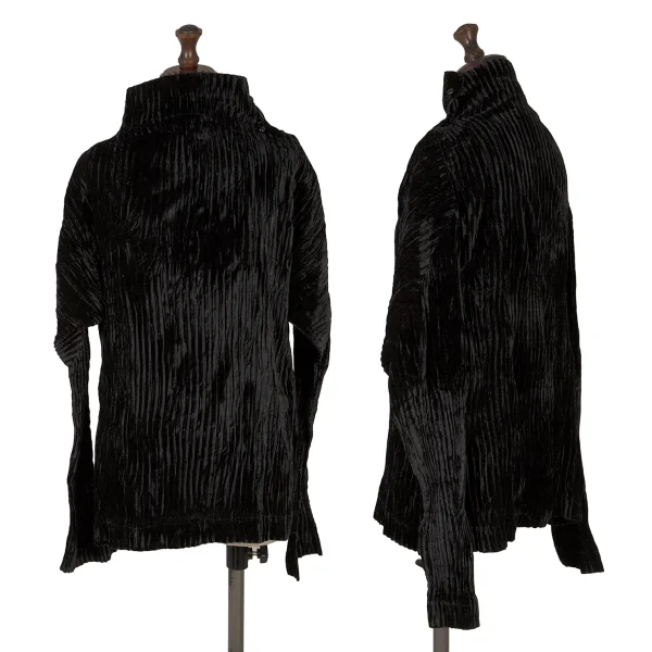ISSEY MIYAKE Pletas Velour High-neck Top Black M K-171488_001