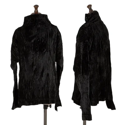ISSEY MIYAKE Pletas Velour High-neck Top
