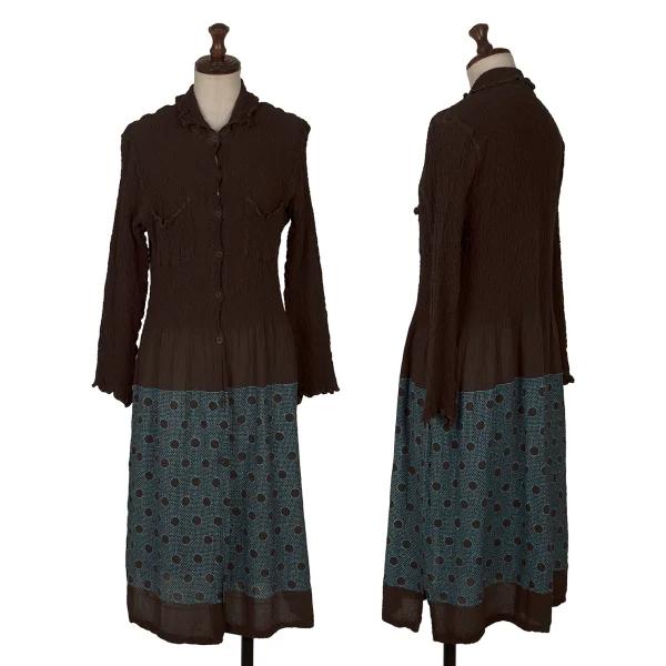 Unbranded Cauliflower Dot Embroidered Shirt Dress Brown,Sky blue S-M K-171490_001