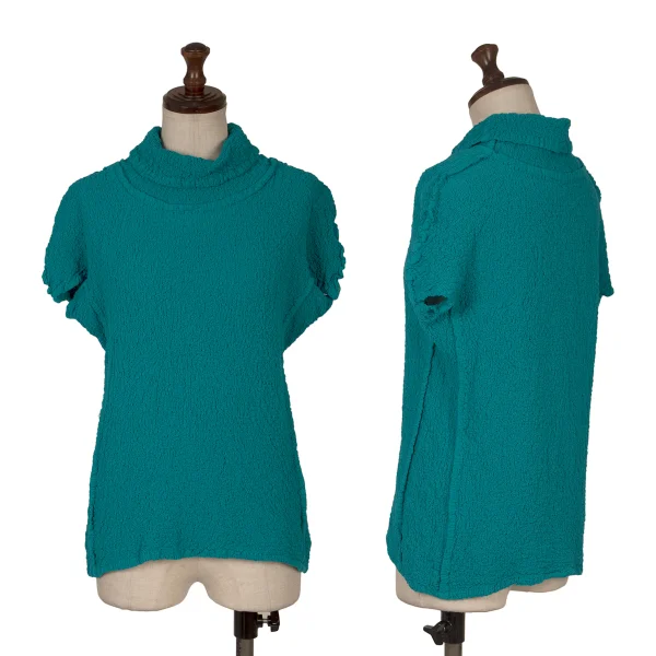 ISSEY MIYAKE me Cauliflower Turtleneck Short Sleeve Top Sky blue F K-171493_001