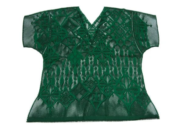 Unbranded Mesh Geometric V-neck Short Sleeve Top K-171496_009