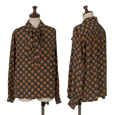 Yves Saint Laurent×ALPHA CUBIC Tie-neck Floral Print Pullover Blouse