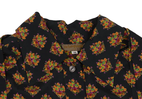 Yves Saint Laurent×ALPHA CUBIC Tie-neck Floral Print Pullover Blouse K-171498_004