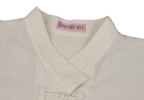 HIROKO BIS Poly Linen Wide Silhouette Chinese Short Sleeve Shirt K-171499_004