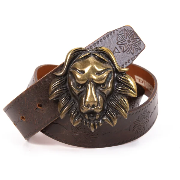 DIESEL Lion Buckle Leather Belt Brown 90 K-171502_001