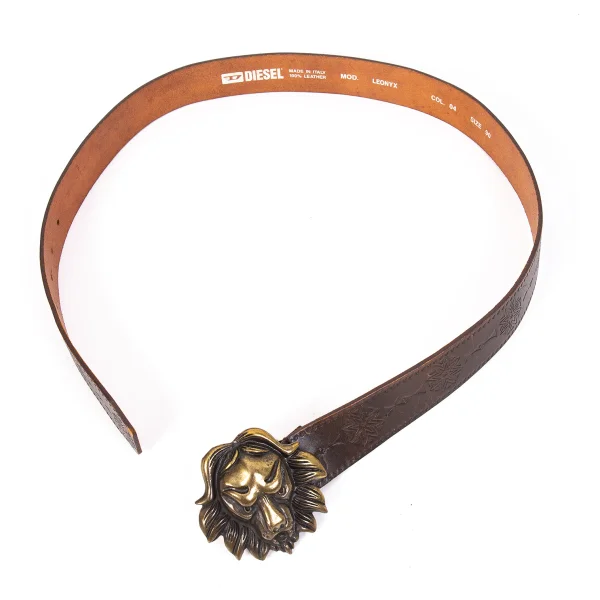 DIESEL Lion Buckle Leather Belt K-171502_002