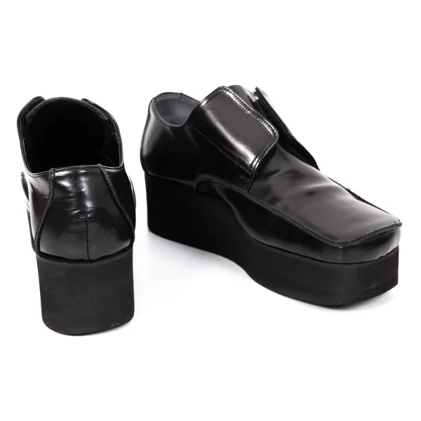 Y's Square Toe Platform Leather Shoes Black 1 (US About 5.5) K-171527_001