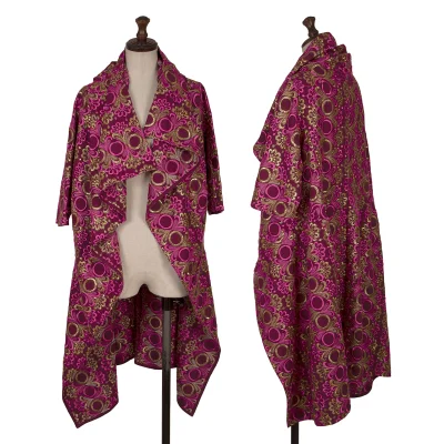 COMME des GARCONS Embroidery Lace Drape Buttonless 3/4 Sleeve Coat