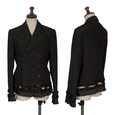 COMME des GARCONS Hem Frill Tape Embellished Jacquard Double Jacket