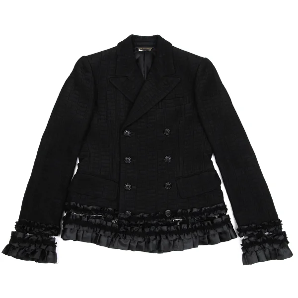 COMME des GARCONS Hem Frill Tape Embellished Jacquard Double Jacket K-171535_002