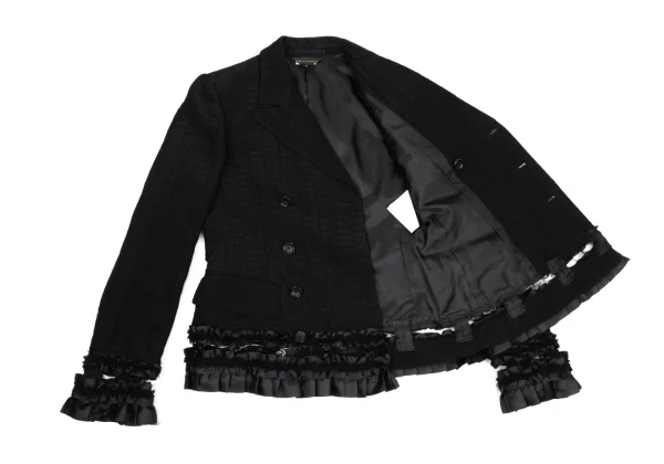COMME des GARCONS Hem Frill Tape Embellished Jacquard Double Jacket K-171535_016