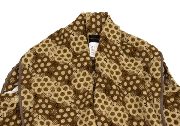COMME des GARCONS Floral Embroidery Lace Wrap Design Sleeveless Knit Jacket K-171538_003