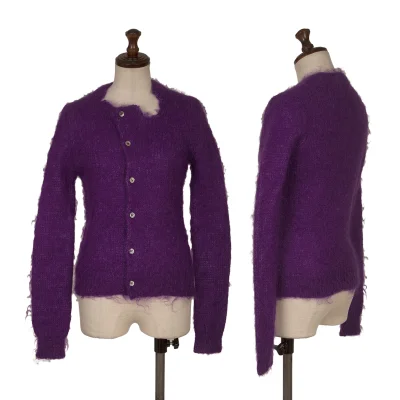 COMME des GARCONS Dyed Mohair Blend Crushed Neck Design Cardigan