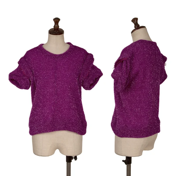 COMME des GARCONS Tuck Shoulder Nylon Short Sleeve Knit Purple XS-S K-171544_001