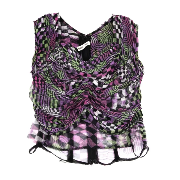 COMME des GARCONS Geometric Pattern Gather Switching Sleeveless Blouse K-171545_002