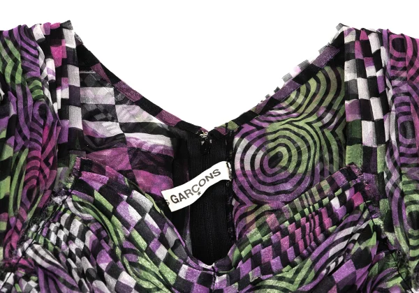COMME des GARCONS Geometric Pattern Gather Switching Sleeveless Blouse K-171545_004