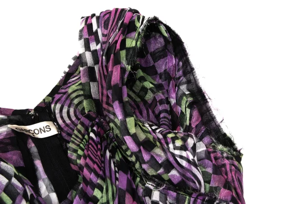COMME des GARCONS Geometric Pattern Gather Switching Sleeveless Blouse K-171545_005