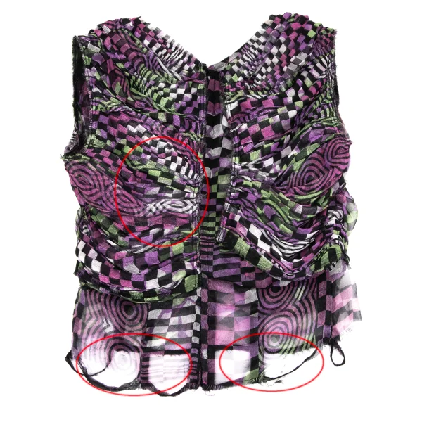 COMME des GARCONS Geometric Pattern Gather Switching Sleeveless Blouse K-171545_010