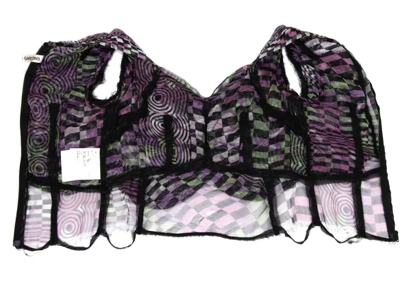 COMME des GARCONS Geometric Pattern Gather Switching Sleeveless Blouse K-171545_014