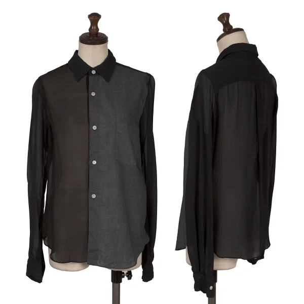 COMME des GARCONS Dyed Panel Switching Blouse Navy S K-171548_001