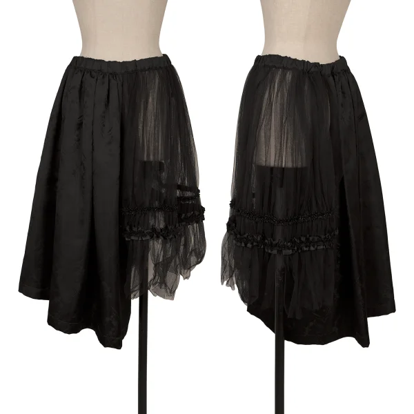 COMME des GARCONS Botanical Jacquard Half Mesh Switching Pants Skirt Black S K-171560_001