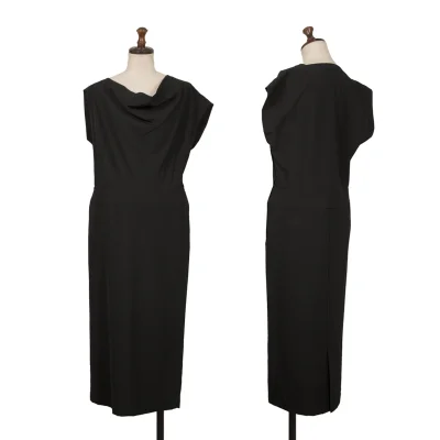 tricot COMME des GARCONS Wool Drape Neck Sleeveless Dress