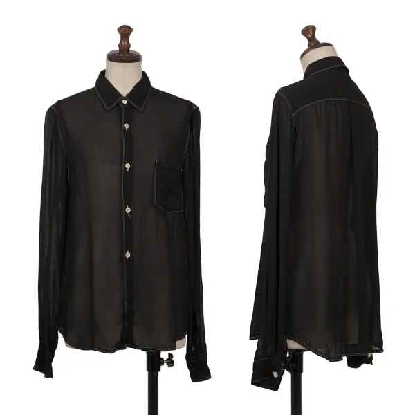robe de chambre COMME des GARCONS Dyed White Stitch Sheer Blouse Black M K-171570_001