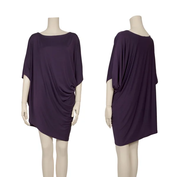 ISSEY MIYAKE Asymmetrical Stretch Tunic Purple 2 K-171574_001