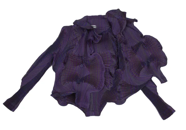 ISSEY MIYAKE 3D Steam Stretch Pleated Stripe Jacket K-171578_010