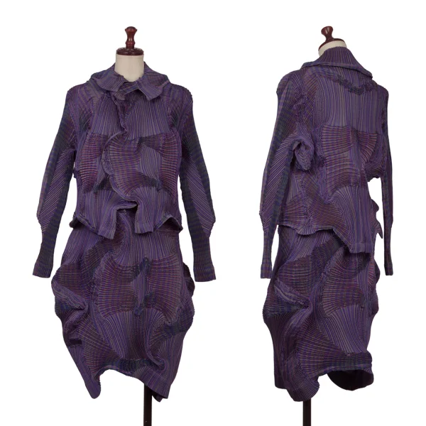 ISSEY MIYAKE 3D Steam Stretch Pleated Stripe Jacket K-171578_015