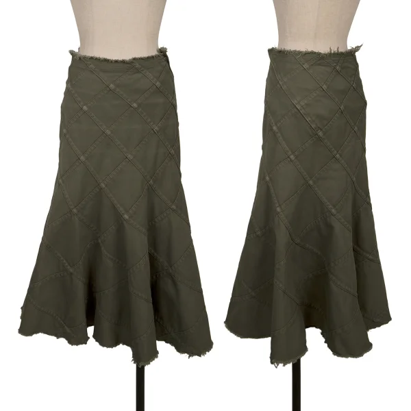JUNYA WATANABE COMME des GARCONS Cut Off Bias Switching Flare Skirt Khaki S K-171581_001