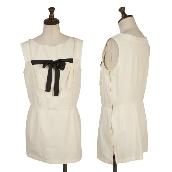 COMME des GARCONS Ribbon Design Side Zip Sleeveless Top Ivory S K-171584_001
