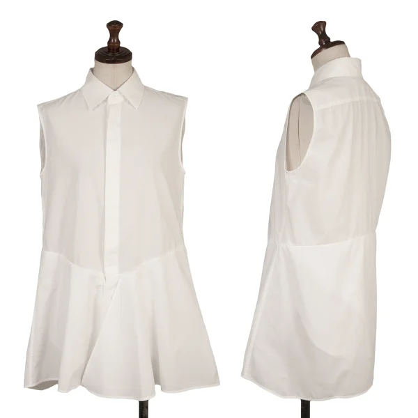 Y's Cotton Hem Layered Sleeveless Blouse White 2 K-171586_001