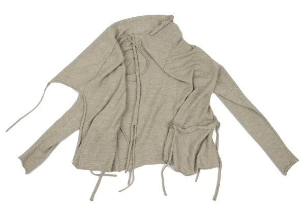 JURGEN LEHL Babaghuri Wool Linen Strap Design Knit Cardigan K-171589_010