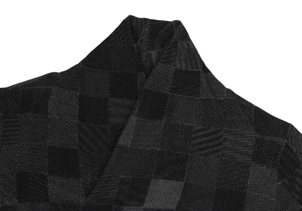 JURGEN LEHL Silk Shawl Collar Block Check Top K-171594_004