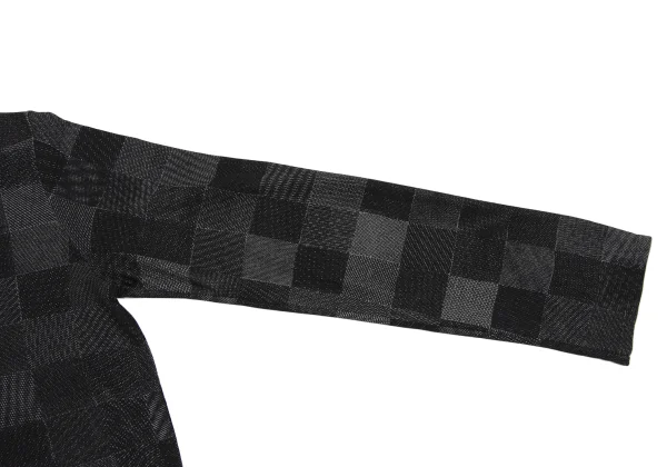 JURGEN LEHL Silk Shawl Collar Block Check Top K-171594_006