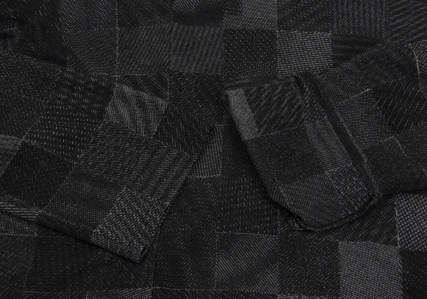 JURGEN LEHL Silk Shawl Collar Block Check Top K-171594_007
