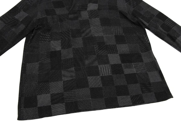 JURGEN LEHL Silk Shawl Collar Block Check Top K-171594_008