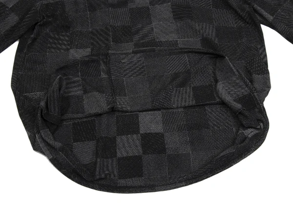 JURGEN LEHL Silk Shawl Collar Block Check Top K-171594_009